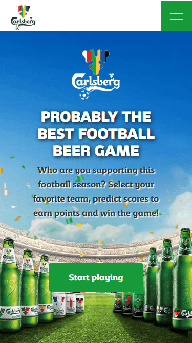 Carlsberg football prediction game mobile screen