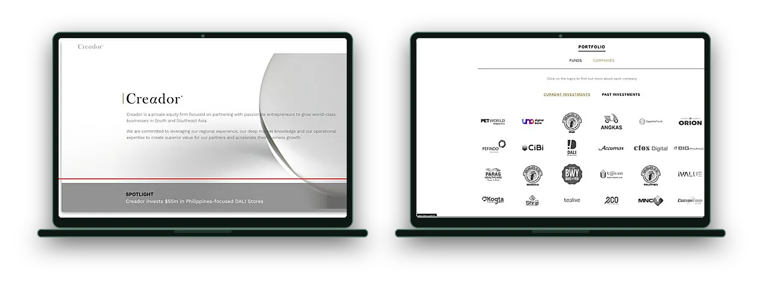 Project screens from the Creador engagement